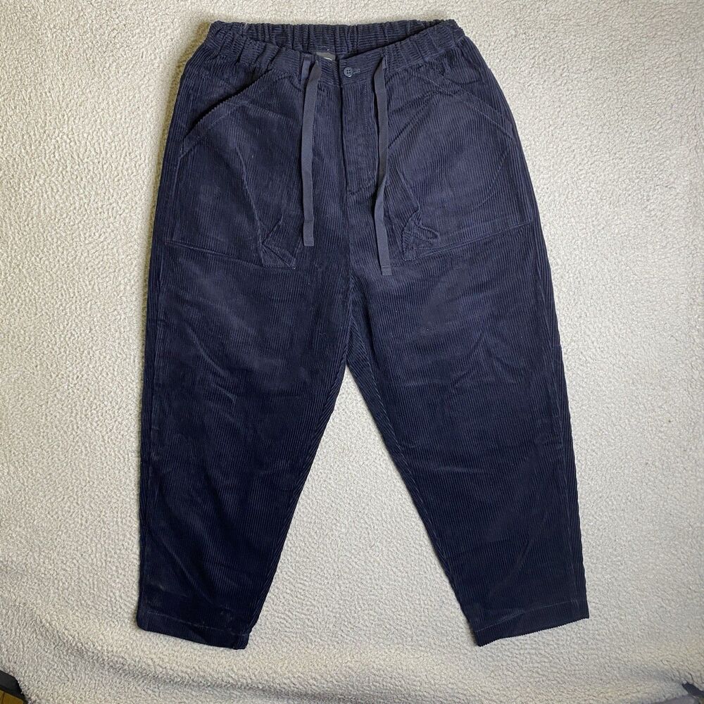 Manastash Pants Mens Small x 24L Blue Corduroy Drawstring Elastic Waist NWOT